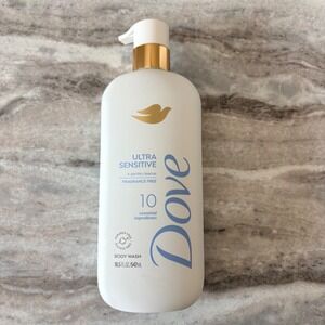Dove Ultra Sensitive Body Wash Fragrance Free 10 Ingredients 18.5 oz Pump Bottle